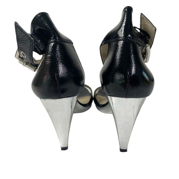 Michael Kors 7 Heeled sandals silver mirror heels Black patent leather u… - Picture 3 of 9